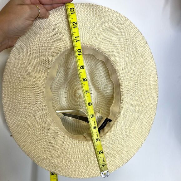 NEW Lucky Brand Stripe Woven Knit Hat Cream One Size - Picture 11 of 12